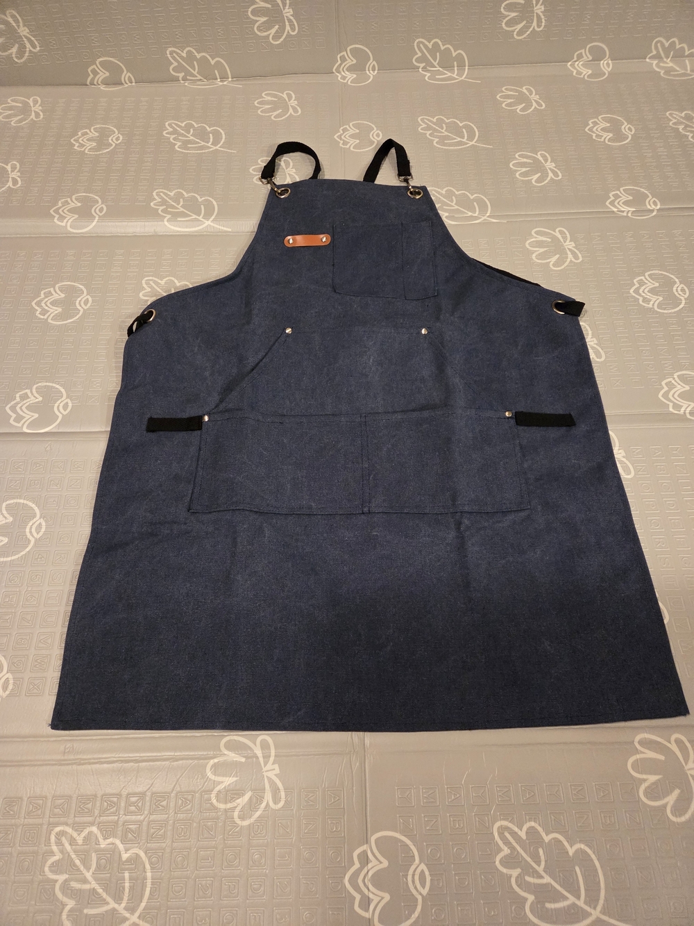 Men's Denim Dark Blue Work Apron with Multiple Pockets